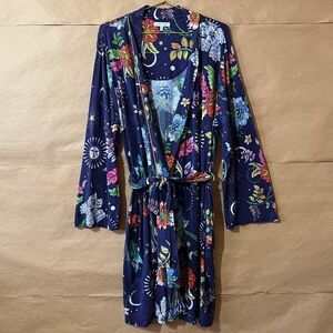 Johnny Was | Aurora Borealis Sleep Robe Celestial Floral Pima Cotton Size XL